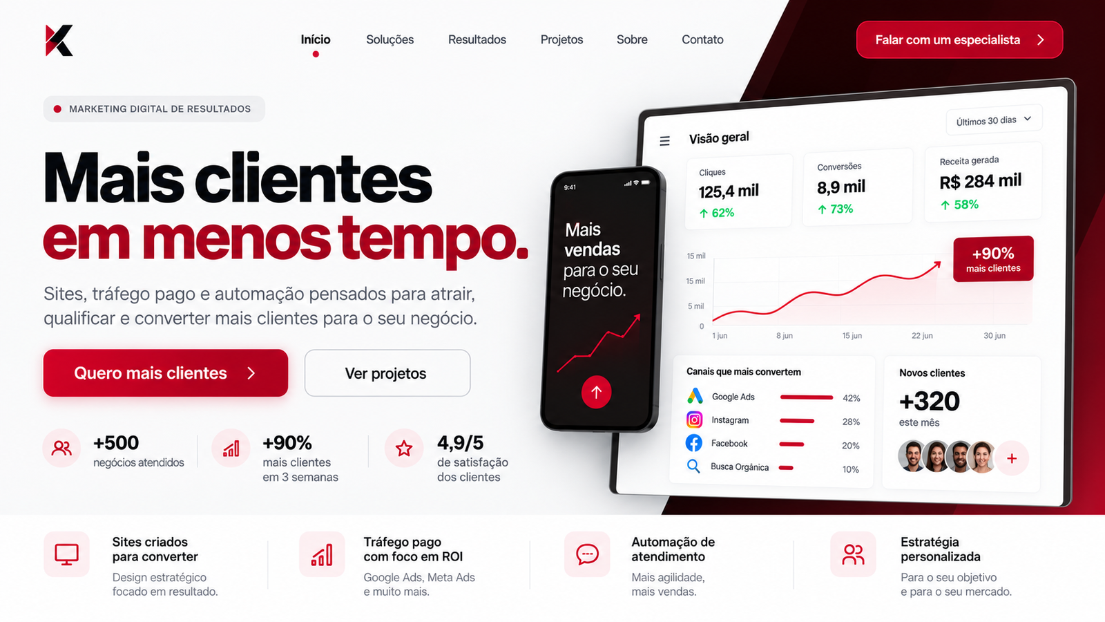 Interface de um site sendo desenvolvido em um notebook